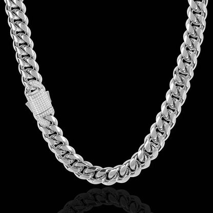 Cuban Chain Necklace with Zircon Stones and Spring Clasp for Men | Titanium Steel and Stainless Steel | Caratix Jewelry - CaratixJewelry