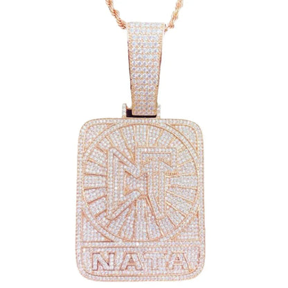 Iced Out CT NATA Pendant | Natanael Cano "Corridos Tumbados" Necklace | Premium Copper CZ Hip Hop Jewelry | Nata Montana Fan Bling | Caratix - CaratixJewelry