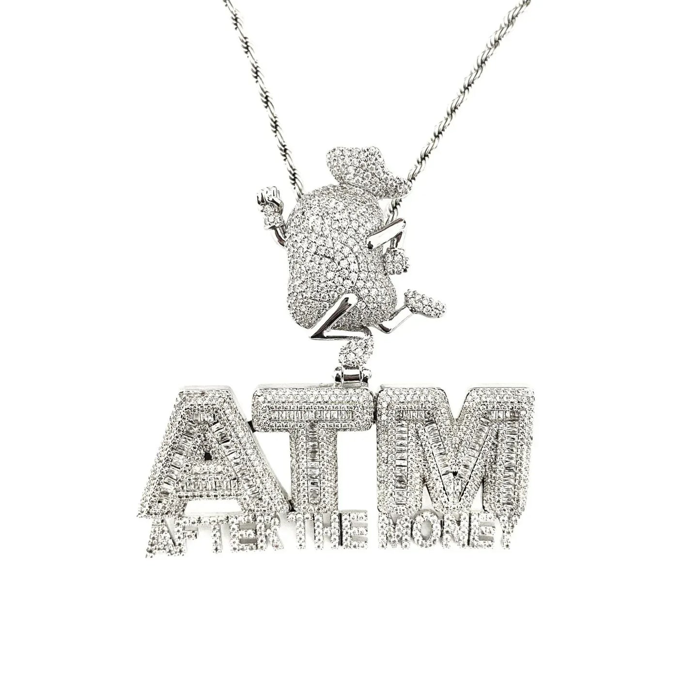 Iced Out "ATM" Money Machine Pendant | Women's Real Copper CZ Necklace - CaratixJewelry
