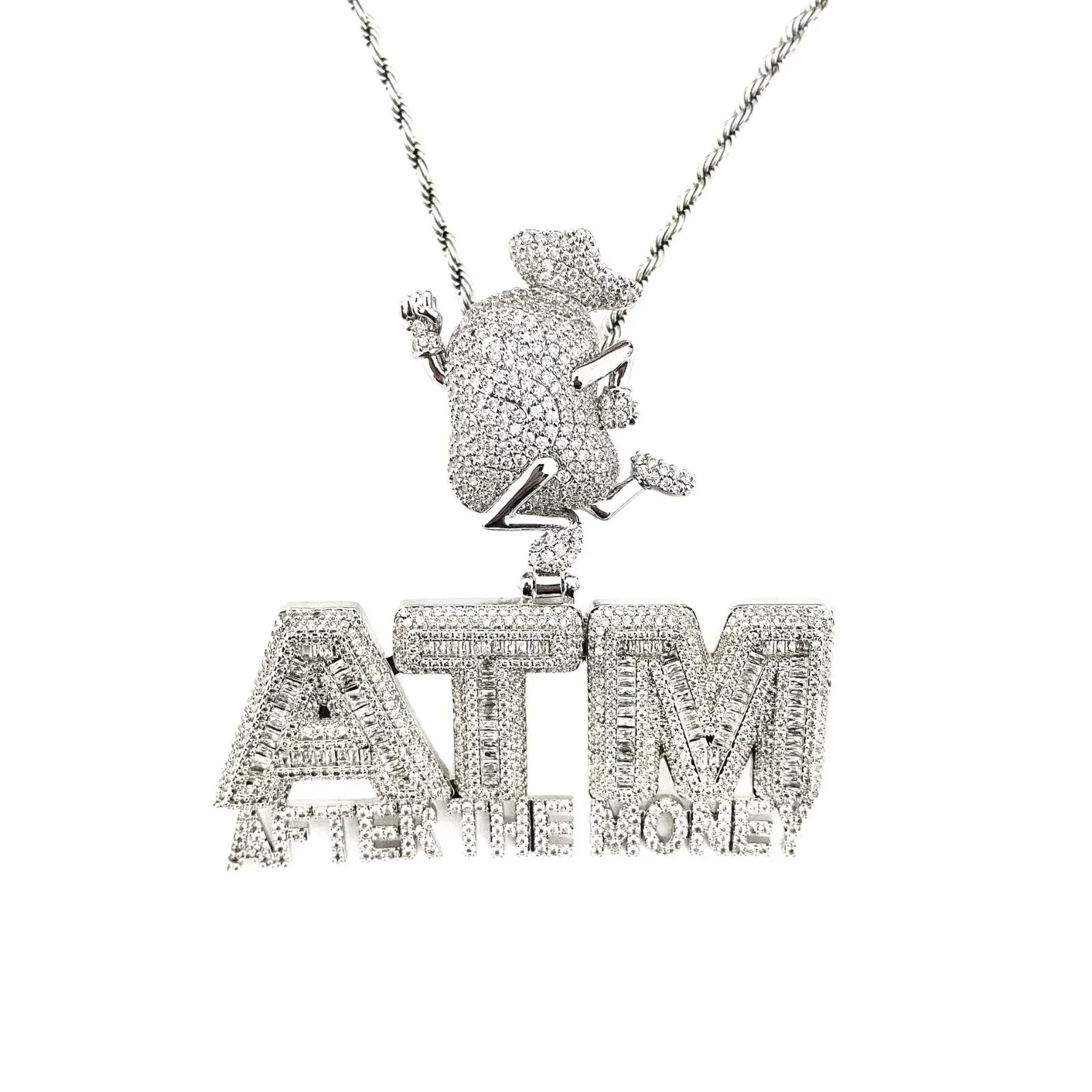 Iced Out "ATM" Money Machine Pendant | Women's Real Copper CZ Necklace - CaratixJewelry
