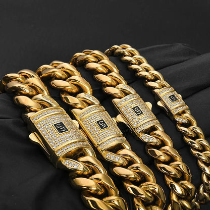 Polished Cuban Chain Necklace Stainless Steel Hip Hop Jewelry for Men | Caratix Jewelry - CaratixJewelry