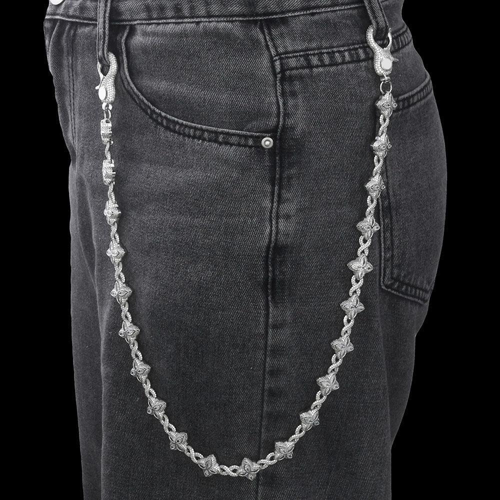 Women's Clover & Infinity 8 Metallic Waist Chain | Iced Out Jewelry Body Link | Luxury Zircon Belt Accessory | Caratix - CaratixJewelry