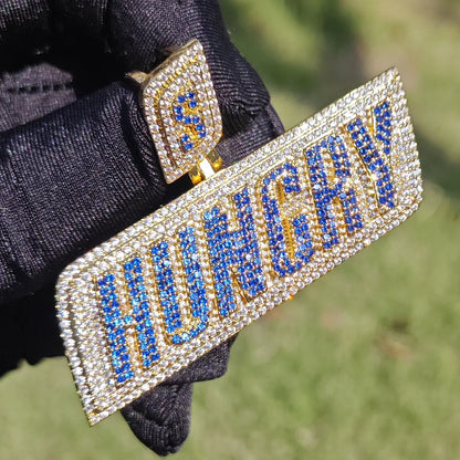 Huncry Letter Pendant Necklace | CZ Iced Out Hip Hop Streetwear Jewelry - CaratixJewelry