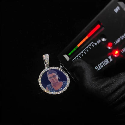 Custom Photo Frame Pendant S925 Silver Moissanite Necklace Mens | Caratix Jewelry - CaratixJewelry