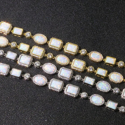 10mm Opal Style Necklace Gemstone Chain Hip Hop Jewelry | Caratix Jewelry - CaratixJewelry