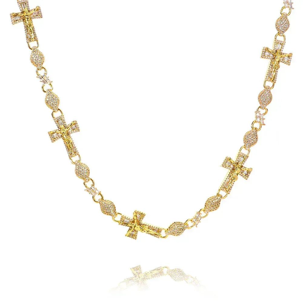Moissanite Cross Pendant with Bead Chain for Men in S925 Sterling Silver - CaratixJewelry