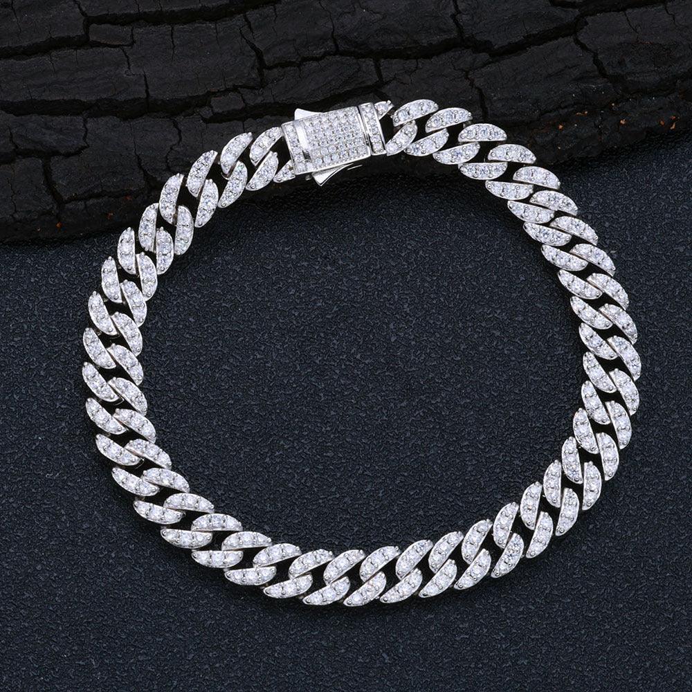 9mm Moissanite Cuban Link Bracelet – Custom S925 Sterling Silver Iced-Out Hip Hop Men’s Luxury Streetwear Accessory - CaratixJewelry