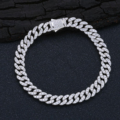 9mm Moissanite Cuban Link Bracelet – Custom S925 Sterling Silver Iced-Out Hip Hop Men’s Luxury Streetwear Accessory - CaratixJewelry