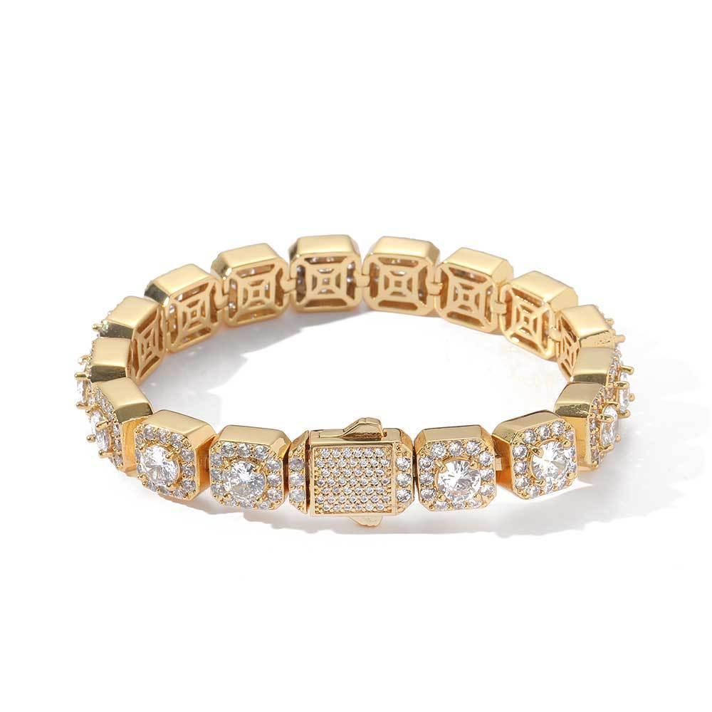 10mm Square Tennis Chain Zircon Bracelet with Spring Clasp for Men | Caratix Jewelry - CaratixJewelry