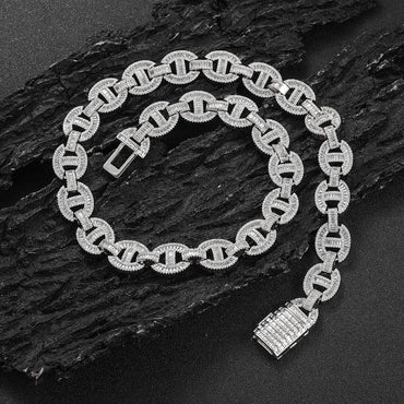 16mm T Cut Zircon Pig Nose Cuban Chain Hip Hop Jewelry - CaratixJewelry