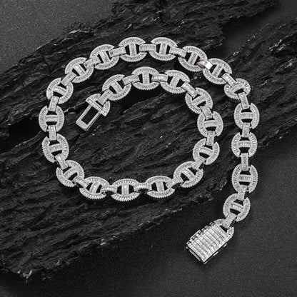 16mm T Cut Zircon Pig Nose Cuban Chain Hip Hop Jewelry - CaratixJewelry