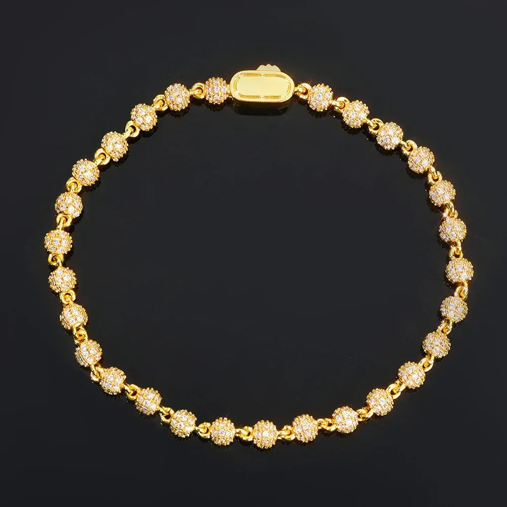 Custom 4mm Fully Iced-Out Round Bead Bracelet | Versatile Rapper Iced Out Chain | Caratix - CaratixJewelry