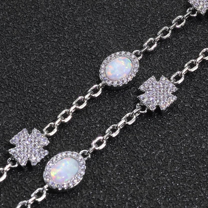 Custom Opal Cross Necklace & Bracelet Set | Hip Hop Jewelry for Men | Caratix - CaratixJewelry