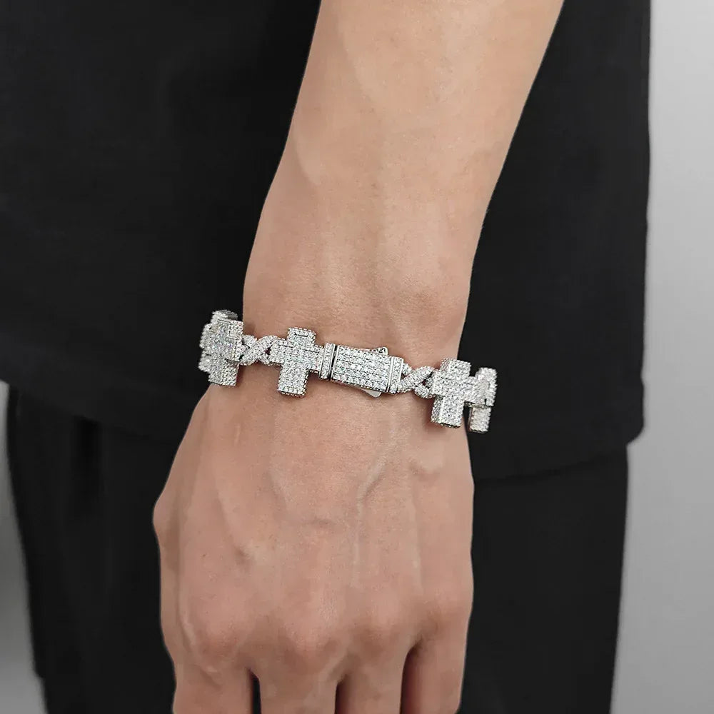 Iced Out Infinity Cross Bracelet Zircon Rapper Iced Out Chain Style for Men | Caratix Jewelry - CaratixJewelry