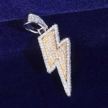 Iced Out Double Layer Lightning Bolt Pendant Flash Energy Bling | Caratix - CaratixJewelry