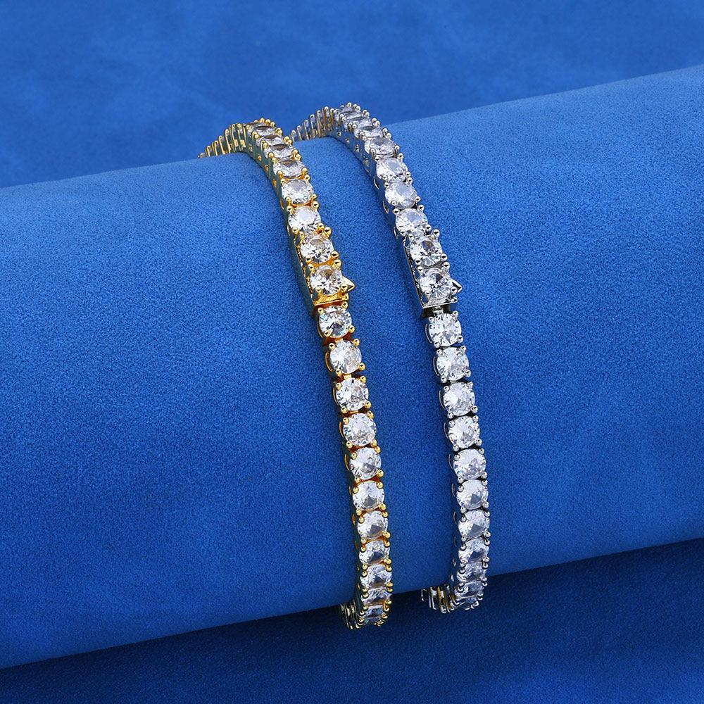 Zircon Spring Clasp Tennis Chain Necklace Hip Hop Jewelry Gold Chain Rapper Style for Men | Caratix Jewelry - CaratixJewelry