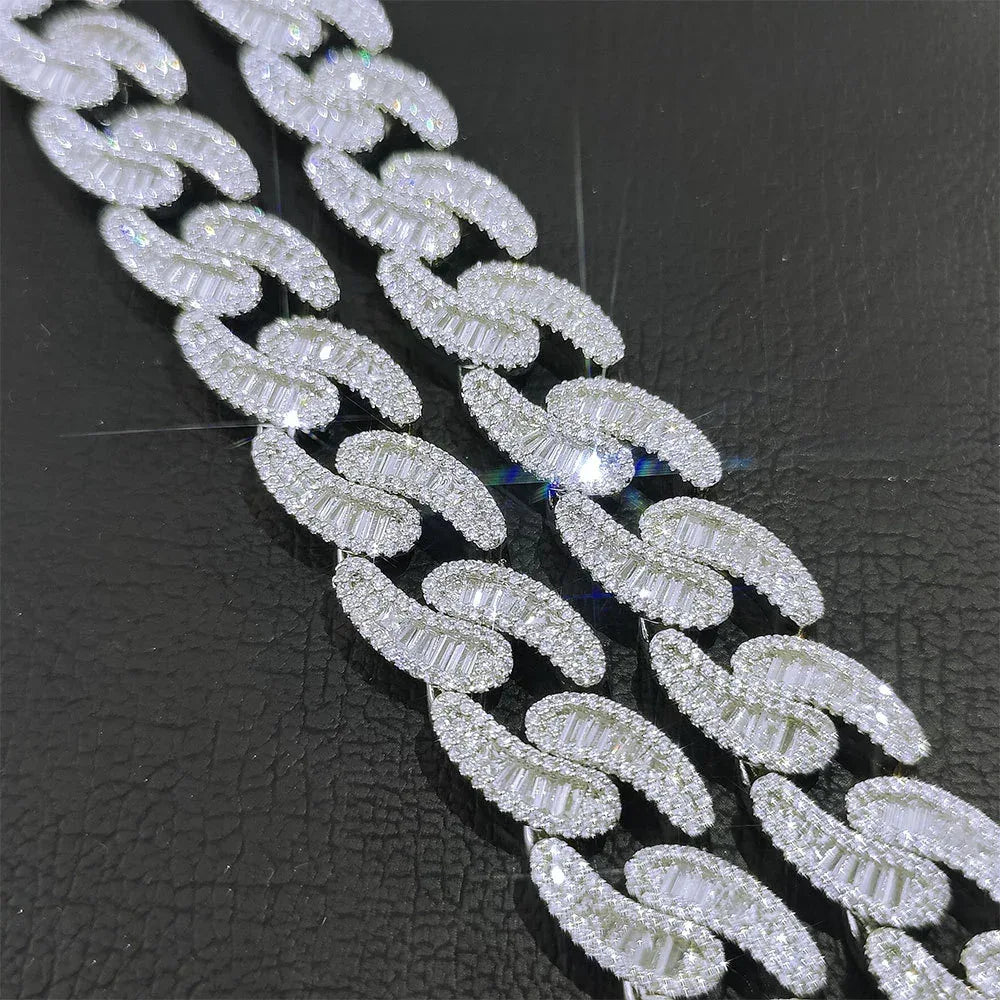 15mm T-Shape Zircon Cuban Link Necklace - CaratixJewelry