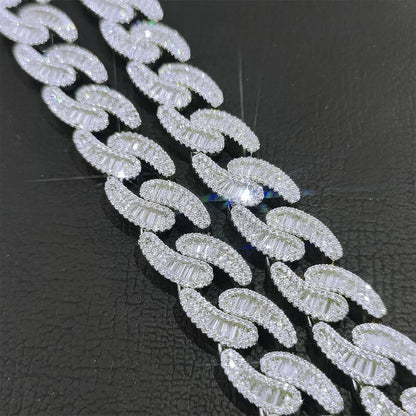 15mm T-Shape Zircon Cuban Link Necklace - CaratixJewelry