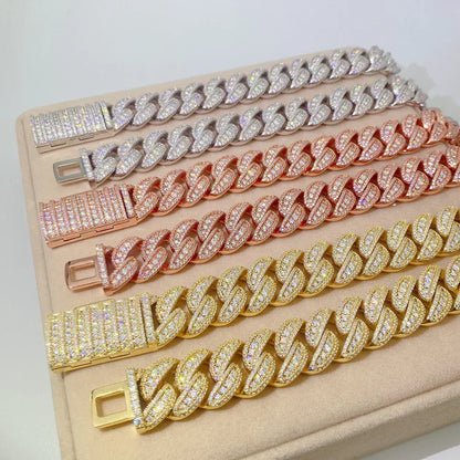 20mm Moissanite Cuban Link Necklace | S925 Silver Iced Out Chain - CaratixJewelry