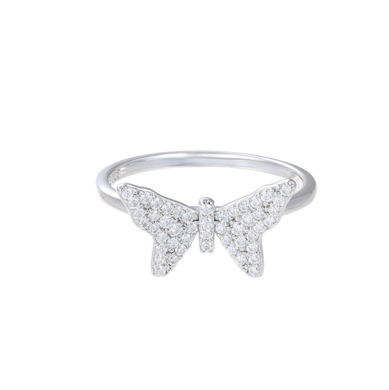 Iced Out Moissanite Butterfly Flower Ring S925 | Caratix