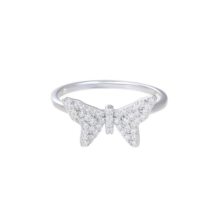 Iced Out Moissanite Butterfly Flower Ring S925 | Caratix