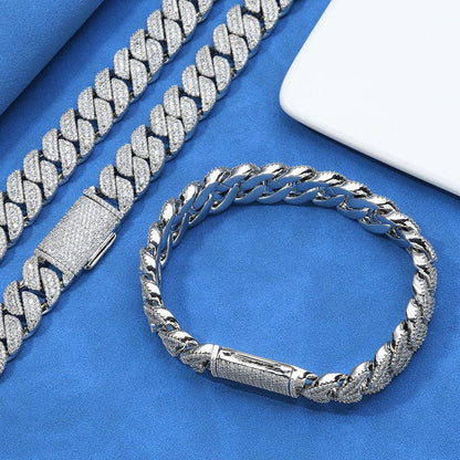 14mm Box Clasp Iced Out Cuban Bracelet Rapper Style | Caratix Jewelry - CaratixJewelry