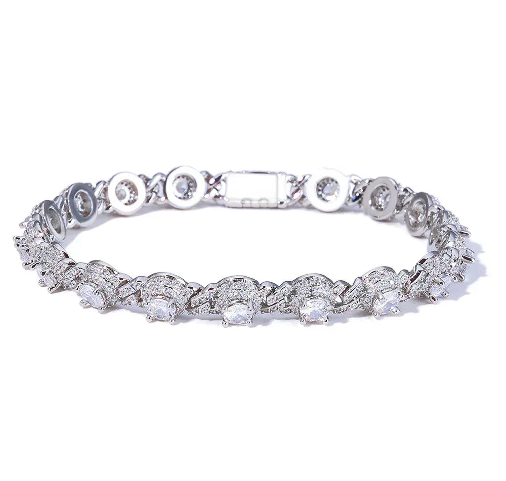 7.5mm Bead Cuban Bracelet Zircon Gold Chain Rapper Style for Men | Caratix Jewelry - CaratixJewelry