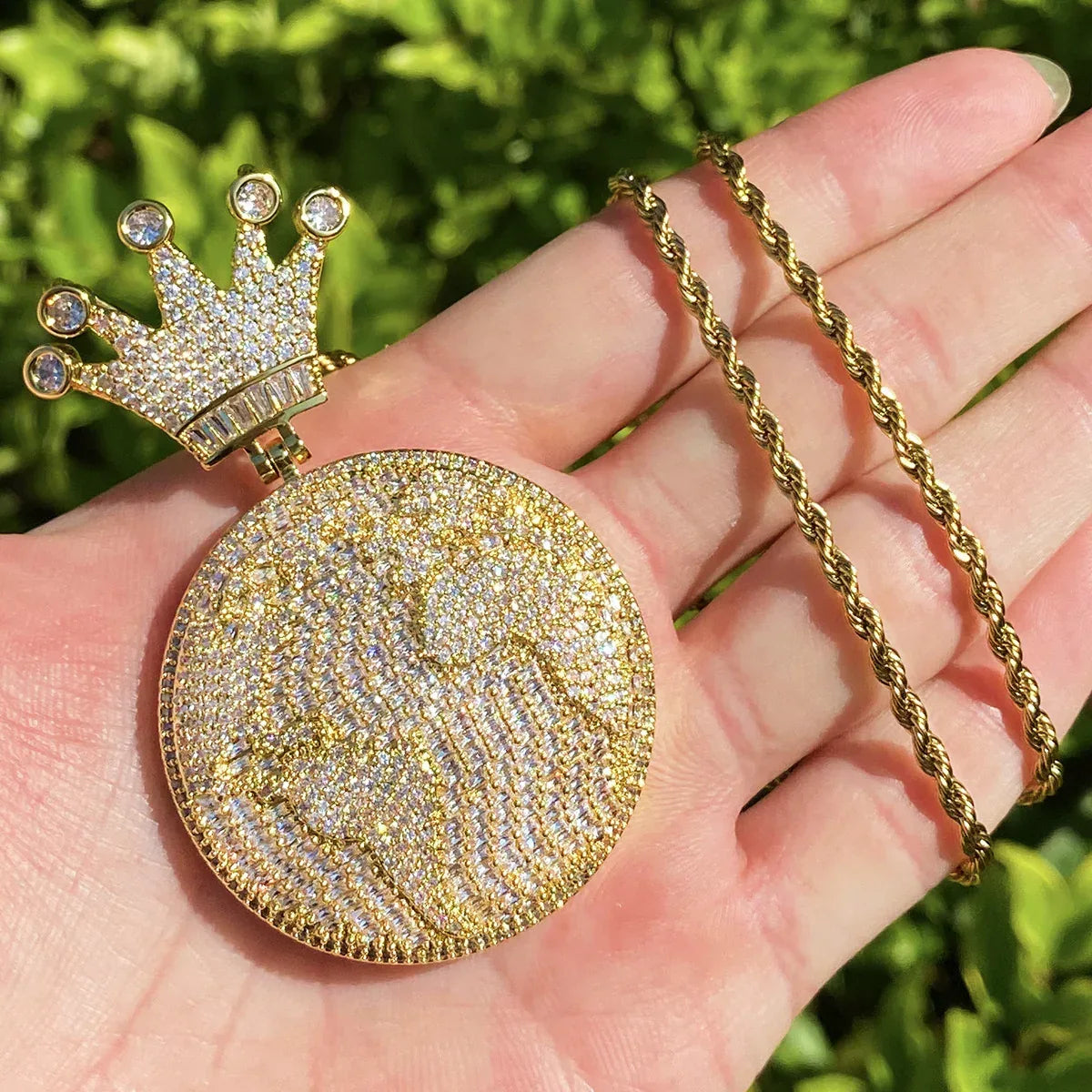 Luxury Iced Out Crowned Globe Pendant for Men | Hip Hop World Map Necklace | Genuine Copper CZ Jewelry | Senior Sense Bling | Caratix - CaratixJewelry