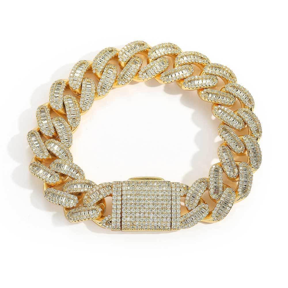 Custom 15mm Cuban Bracelet | Fold-Over Clasp Hip Hop Bling - CaratixJewelry
