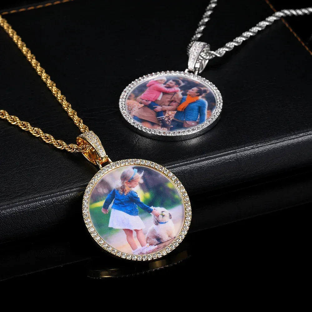 Custom Photo Pendant Hip Hop Necklace with Copper Frame and Zircon for Men | Caratix Jewelry - CaratixJewelry