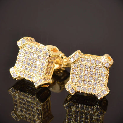 Square Stud Earrings with Zircon | Trendy & Minimalist Hip Hop Jewelry for Men & Women | Caratix Jewelry - CaratixJewelry