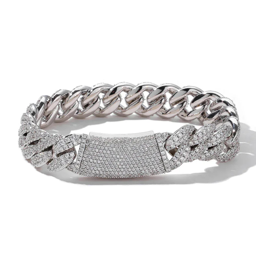 13mm Double Row Bubble Cuban Bracelet Iced Out Jewelry | Caratix Jewelry - CaratixJewelry
