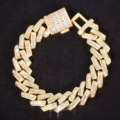 18mm Cuban Chain Necklace with T-Shaped Zircon - CaratixJewelry