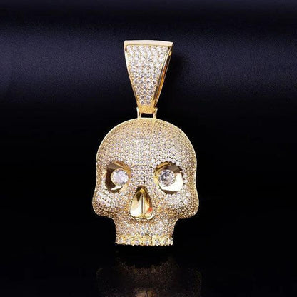 Men's Iced Out Skull Pendant Necklace | Gothic Hip Hop Skeleton Head | Premium Copper CZ Streetwear Bling | Edgy Rebel Jewelry | Caratix - CaratixJewelry