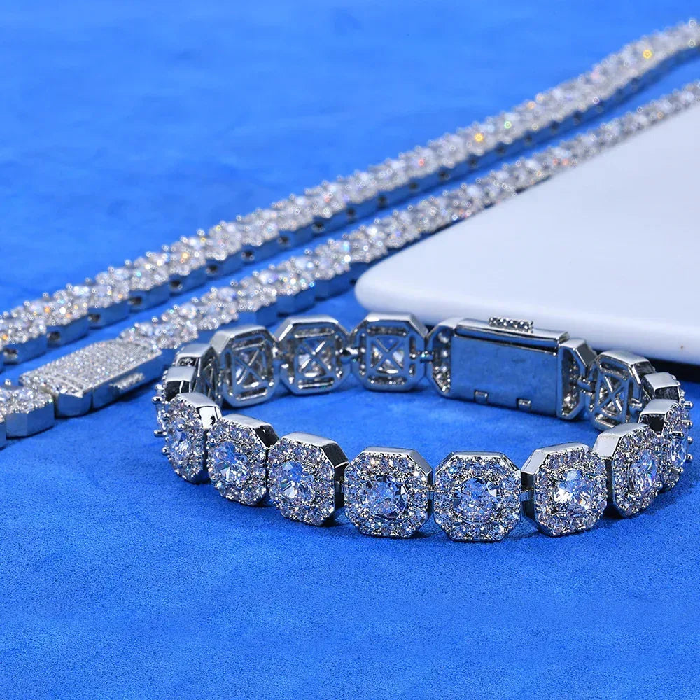 10mm Square Tennis Chain Iced-Out Zircon Bracelet for Men | Caratix Jewelry - CaratixJewelry