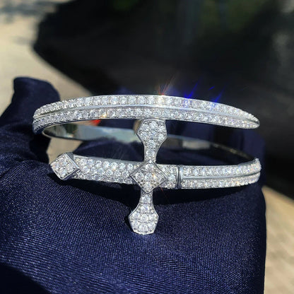 Justice Sword Bangle Bracelet with Copper & Zircon | Iced Out Trendy Jewelry | Caratix Jewelry - CaratixJewelry