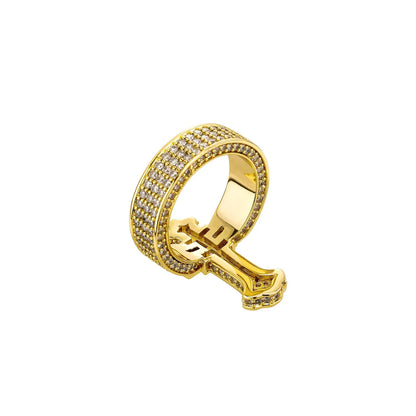 Unisex Iced Out Cross Ring | Micro-Pave Zirconia Couple's Band | Caratix