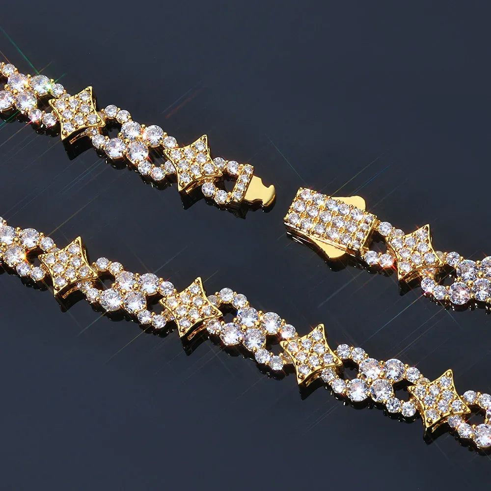 Custom 12mm Star & Infinity 8-Link Chain | Iced Out Gold Chain for Rapper | Caratix - CaratixJewelry