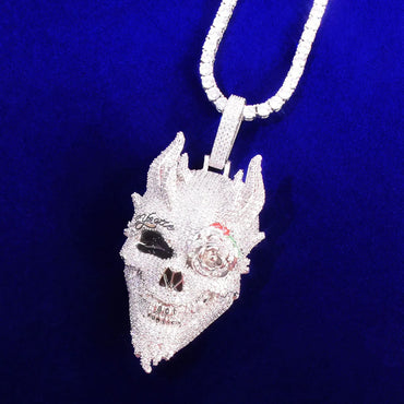 Men's Skeleton Head Necklace | Premium Copper CZ Gothic Jewelry Caratix - CaratixJewelry