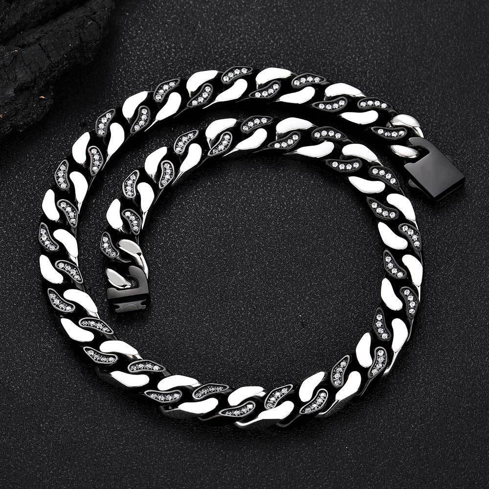 12mm Stainless Steel Iced Out Cuban Chain Zircon Necklace for Men | Caratix Jewelry - CaratixJewelry
