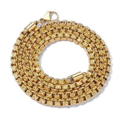 Custom Stainless Steel Square Pearl Gold Chain for Rapper | Caratix - CaratixJewelry