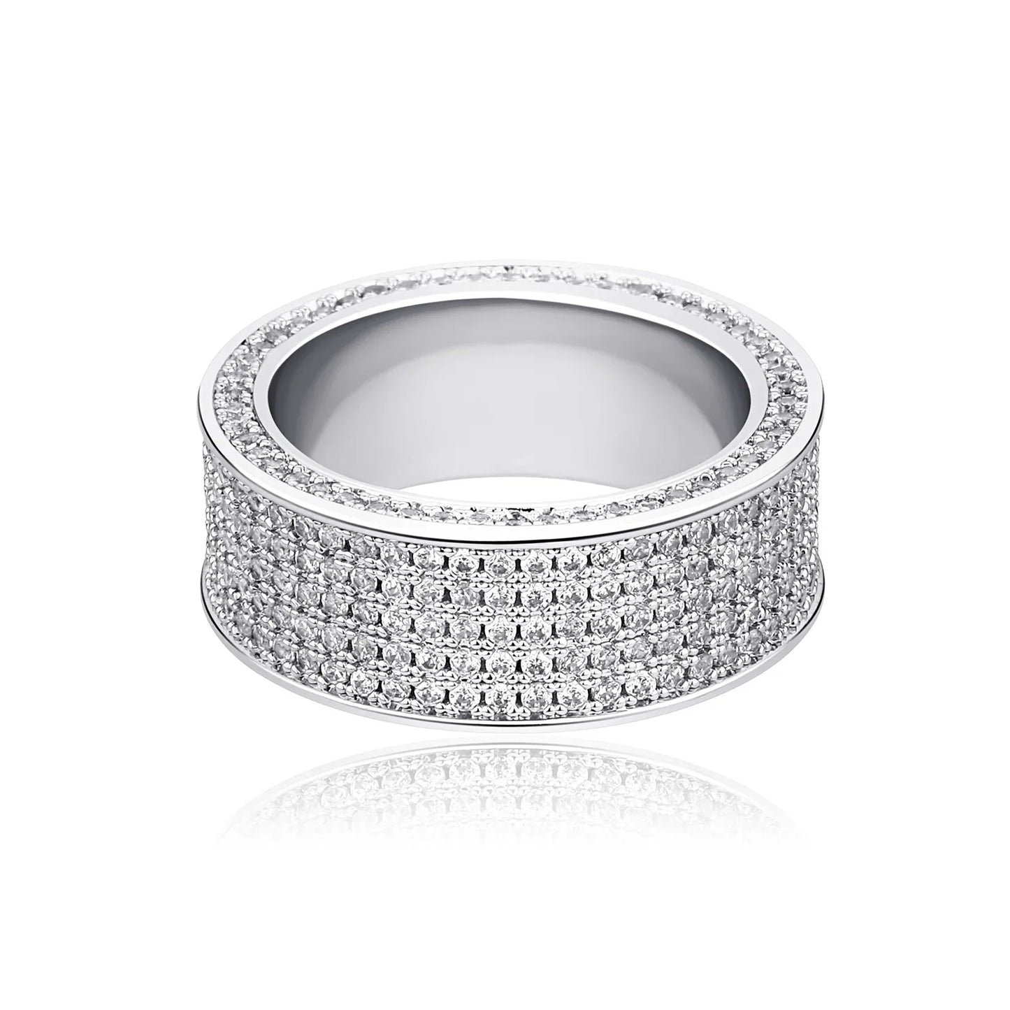 Five-Row Iced Out Band | Unisex Cold Aesthetic Micro-Pave Ring | Caratix