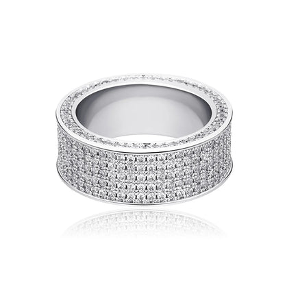 Five-Row Iced Out Band | Unisex Cold Aesthetic Micro-Pave Ring | Caratix
