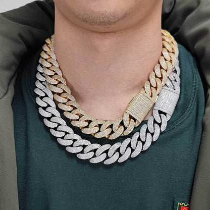 20mm Bubble Moissanite Cuban Link Chain – S925 Sterling Silver Iced-Out Hip Hop Men’s Bold Luxury Streetwear Necklace - CaratixJewelry