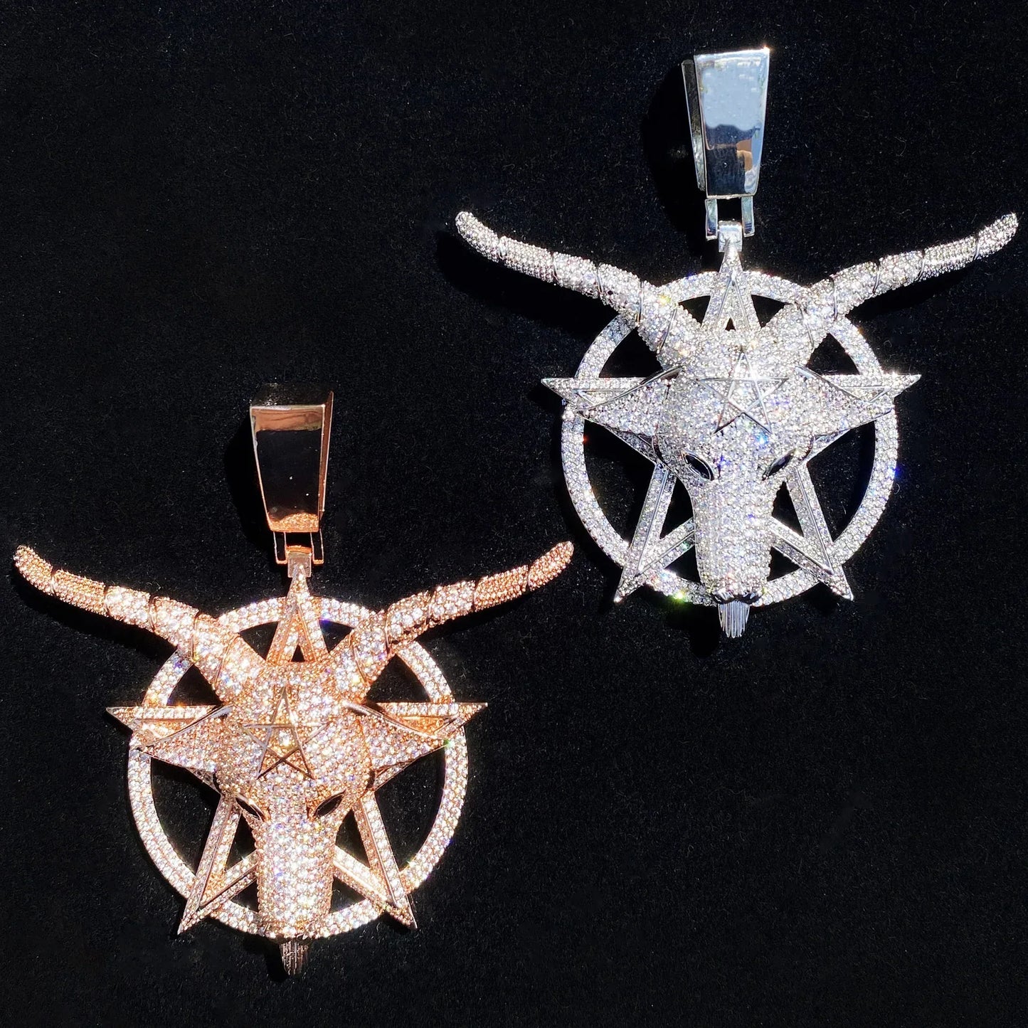 Iced Out "G.O.A.T." Head Pendant | Men's Greatest of All Time Necklace - CaratixJewelry
