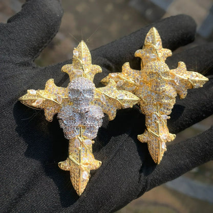 Iced Out Skull Cross Pendant Necklace – Hip Hop CZ - CaratixJewelry