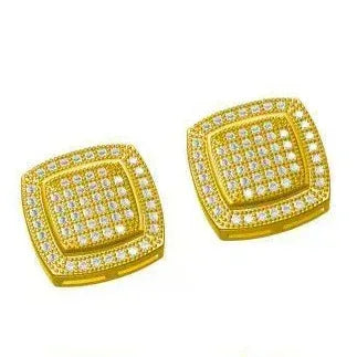 925 Sterling Silver Double Layer Square Stud Earrings with Zircon | Hip Hop Fashion Jewelry | Caratix Jewelry - CaratixJewelry