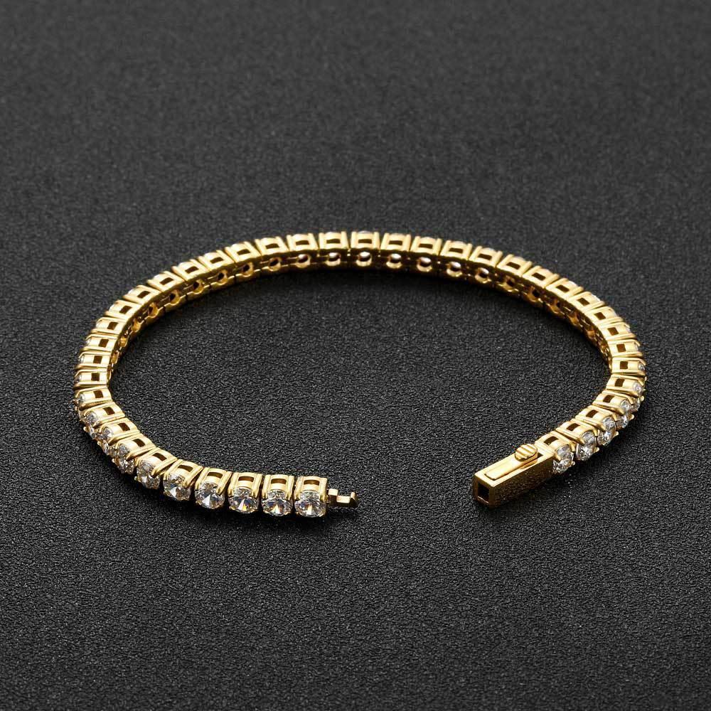 4mm Zircon Tennis Chain Bracelet with Spring Clasp Stainless Steel for Men | Caratix Jewelry - CaratixJewelry