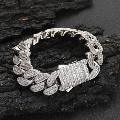 20mm Iced Out Cuban Bracelet Mixed Zircon Rapper Style - CaratixJewelry