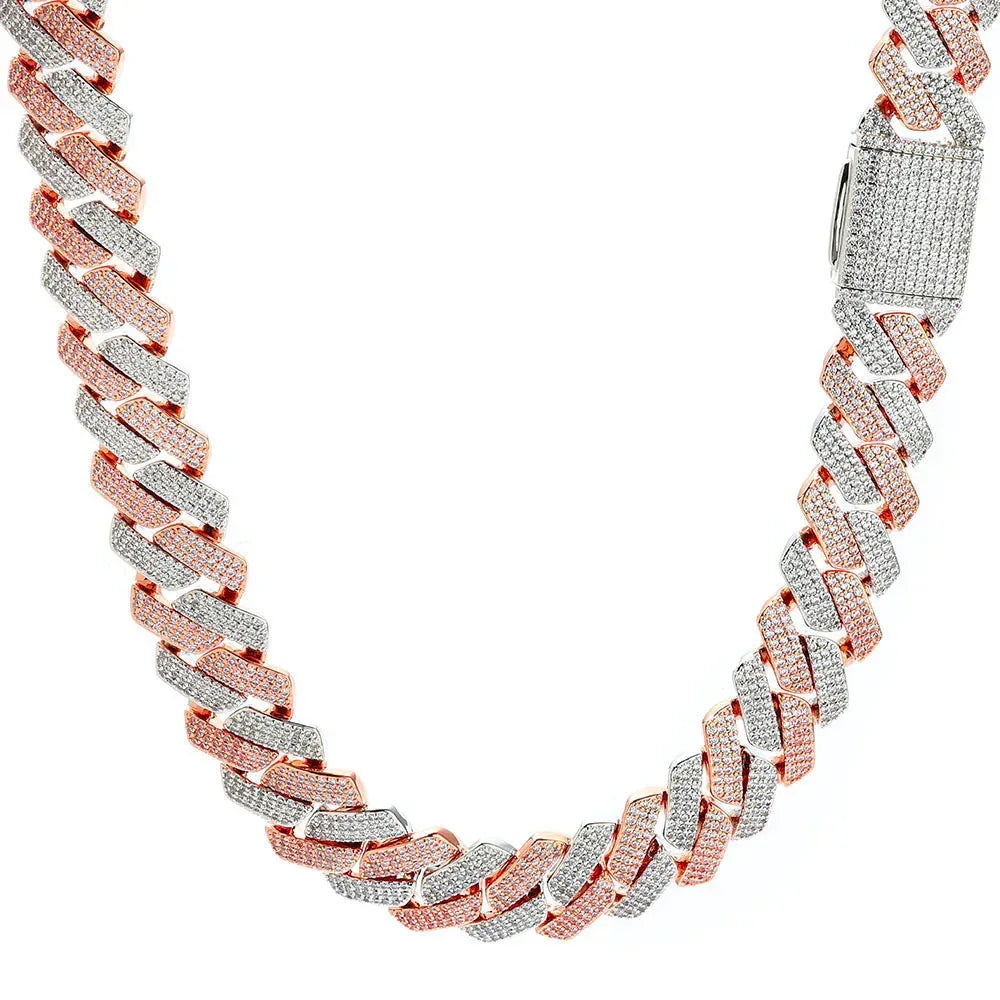 20mm Three-Row Cuban Chain Necklace with Zircon Stones - CaratixJewelry